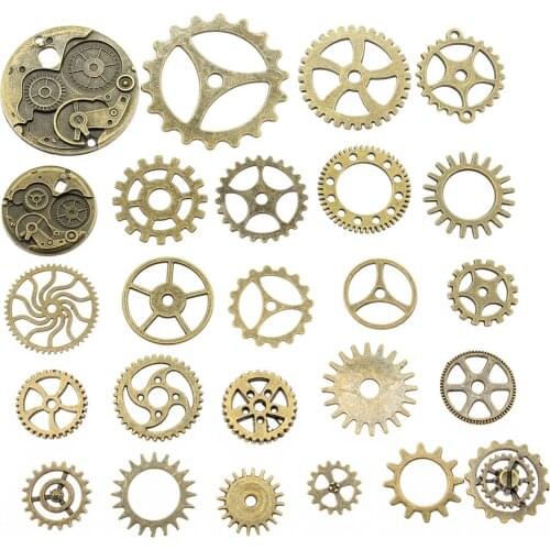 WYSIWYG 40g Antique Bronze Color Zinc Alloy Random Mix Styles Gear Charms DIY Handmade Craft For Jewelry Making