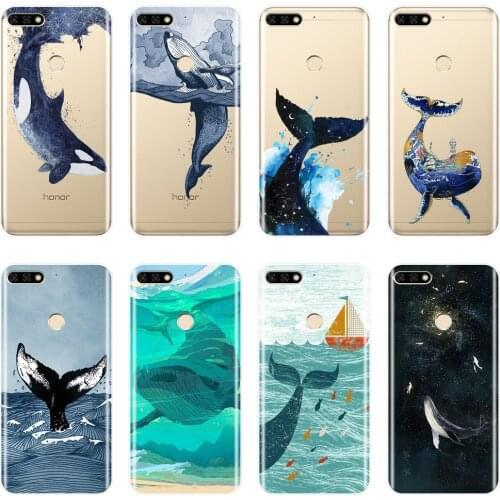 Back Cover For Huawei Honor 7 7S 7X 7A 7C Pro 10 9 8 8X MAX Soft Silicone Whale Fish Phone Case For Huawei Honor 7 8 9 10 Lite