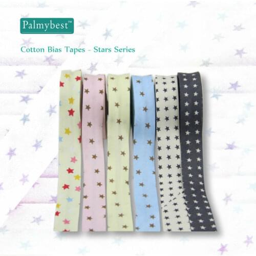 1") 25mm wide Bias Tapes Single Fold Cotton Bias Binding Tapes STARS Series DIY Craft Apparel Sewing Fabric 10meters