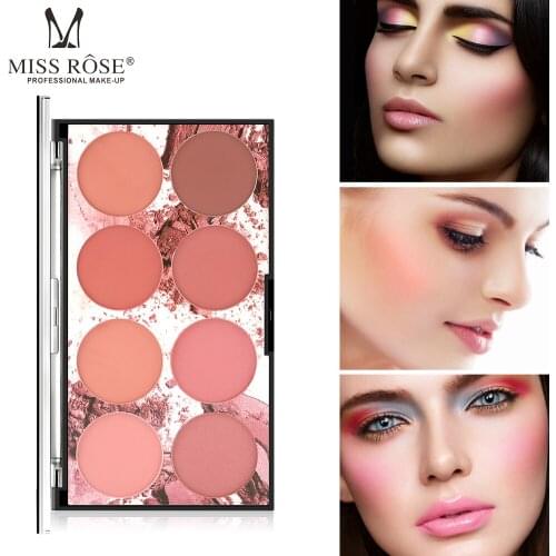 8 Colors MISS ROSE Blush Palette Face Mineral Pigment Palette Blusher Powder Professional Makeup Blush Contour Shadow+brush