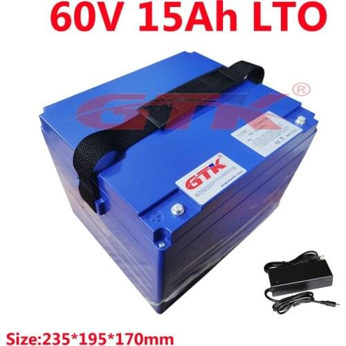 Long life 60V 15Ah LTO Lithium Titanate Battery Pack 2.4v rechargeable battery for Cars electric scooter motorcycle+3A Charger