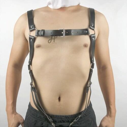 BDSM Fetish Gay Accessories Tank Men Harness Suspenders Adjustable Leather Body Bondage Cage Restrict Sissy Exotic Belt Sex Toys