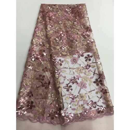 Bestway New Sequins African Lace Fabric 2020 High Quality Nigerian Women Wedding Embroidery 5 Yard French Tulle Lace Fabric Sew