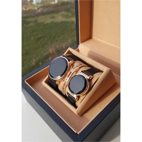 Unisex Black Pink Gold Beloved Couple Watches