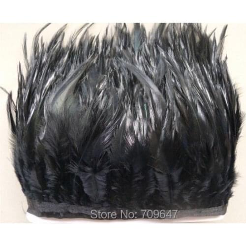 Black Feathers!4-6"10-15cm height Hackle Feather Fringe of Black color 10Yards Ribbon Trim For fascinators, millinery and crafts