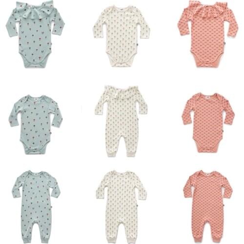 Floral Printed Baby Rompers 2021 New Spring Summer OEUF Brand Kid Infant Girls Boys Bodysuit Toddler One Piece Jumpsuits Clothes