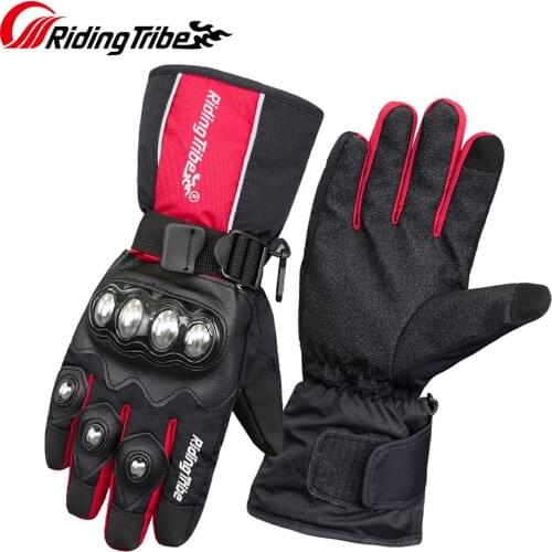 Long Motorcycle Gloves Waterproof Invierno Guantes Winter Warm Riding Gear Touch Screen Fist Joint Protector Adjustable