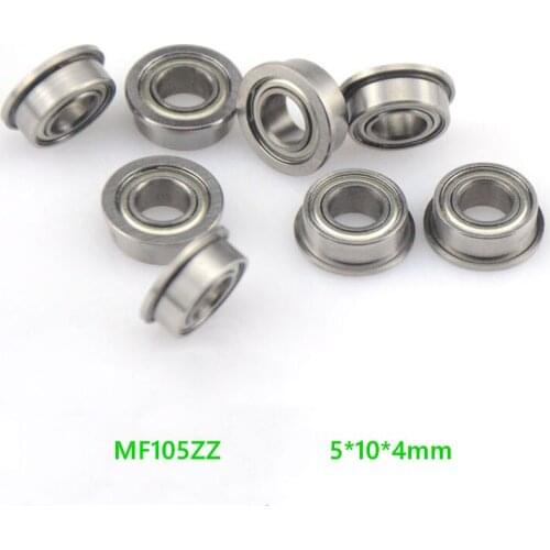 200pcs/lot Flange bearing MF105ZZ MF105 ZZ 5x10x4 mm double Shielded deep groove Ball Bearings Flanged 5*10*4mm MF105-2Z