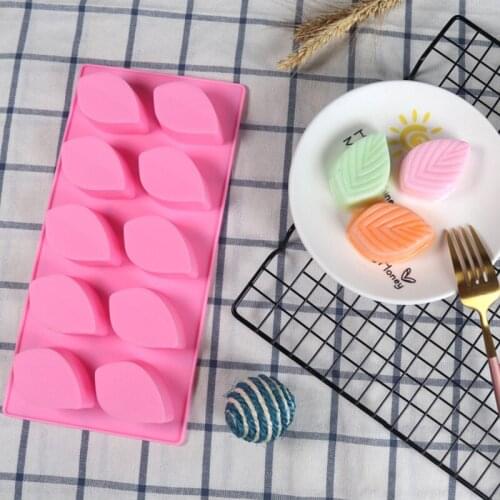 Leaf Shaped Candy Mold 10-Cavities Creative Chocolate Silicone Mold Fondant Mold Baking Decorating Tools Bakeware