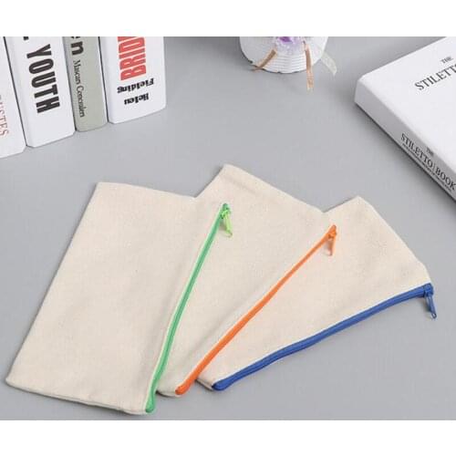 Canvas Zipper Pencil Case Pen Bag High Capacity Cosmetic Brush Bags Student Stationery Articles LX7940