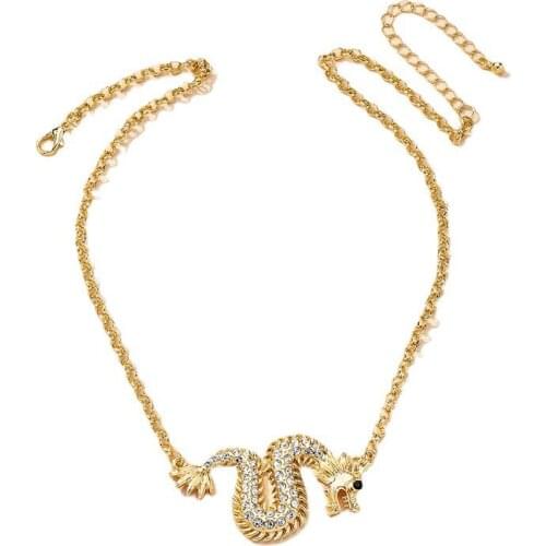 Ins Men Gold Chain Dragon Animal Hip-hop Rock Pop Choker Pendant Necklaces Trendy Korean Fashion Chic Women Party Jewelry