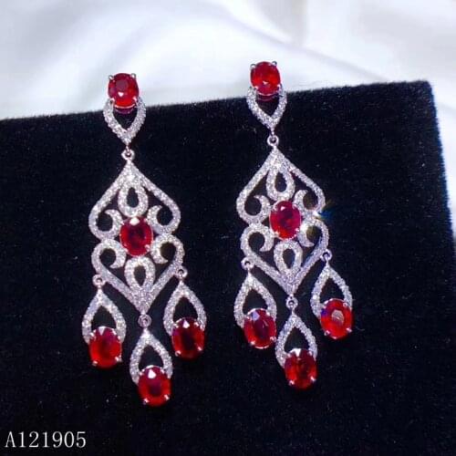 KJJEAXCMY boutique jewelry 925 sterling silver inlaid natural ruby female luxury earrings support detection c
