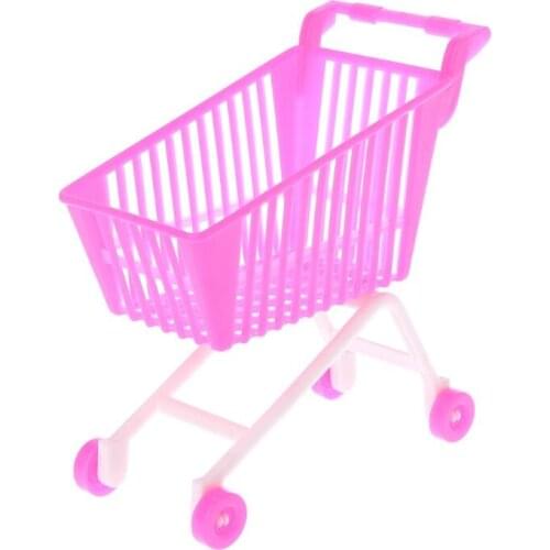 Doll Shopping Cart Plastic Cute Miniature Mini Supermarket Storage Hand Pretend Toys Dollhouse Trolley Simulation Play Toy