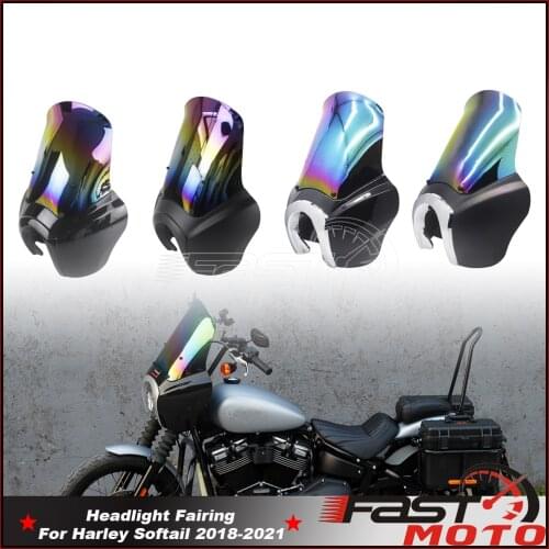 Motorcycle Retro Front Fairing Iridium Sliver Windshield Mount Kit Headlight Fairing For Harley Dyna Softail Street Bob Fat Bob