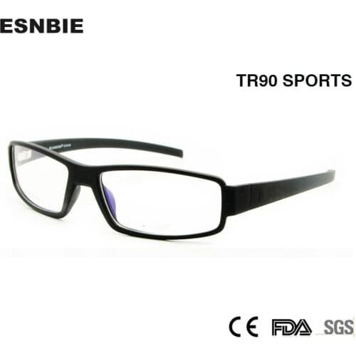 ESNBIE New Eyeglasses Frame Men TR90 Flexible Optical Frame 6 Base Square Glasses Frames Clear Fashion Lens