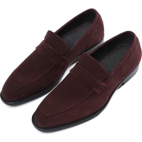 Men Loafres Nubuck Leather Busines Dress Shoes Mens Daily Office Work Shoes England Trendy Slip-On Leisure Shoes Size 38-44