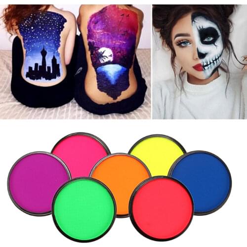 7 Colors Fluorescent Face Body Painting Childrens Face Painted Paint Set Non-toxic Washable Halloween Beauty Makeup Tool