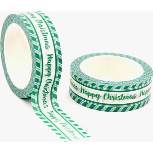 2021 NEW 1PC 15mm x 10m Happy Christmas Stripes Washi Tape Scrapbook Paper Masking Adhesive Merry Christmas Washi Tape Set