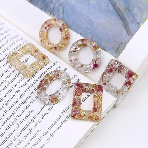 New Arrival 30pcs/Lot DIY Jewelry Findings Glitter Transparent Style Hollow Out Round Circle Oval Square Rectangle Resin Charms