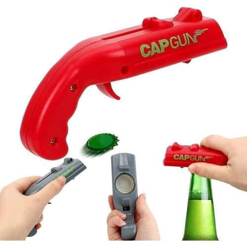Portable Cap Gun Creative Flying Cap Launcher Bottle Beer Opener Bar Tool Drink Opening Gun Shaped Bottle Lids Shooter kitchen