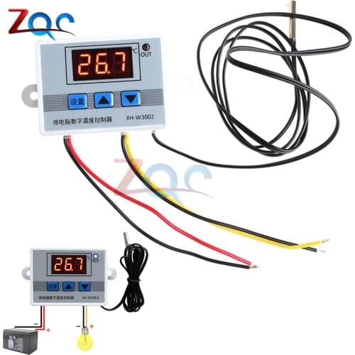 XH-W3002 DC 12V 24V AC 110V-220V Digital LED Temperature Controller 10A Thermostat Control Switch With Probe Sensor W3002