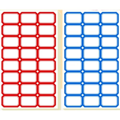 Red/blue 5sheets 120pcs blank lable paper name sticker classification self-adhesive label write paper classified stickers price