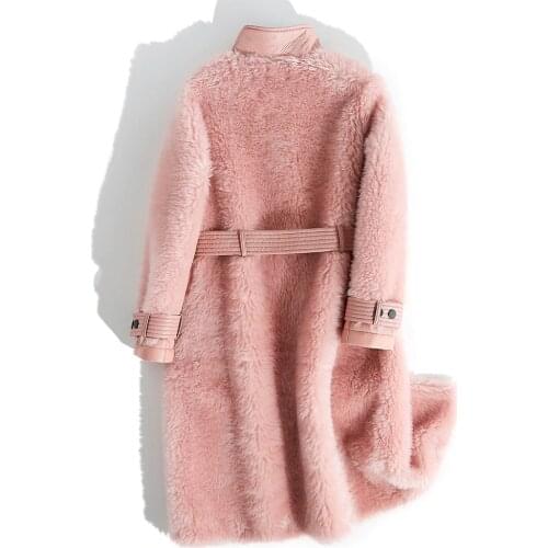 100%Real Fur Jacket Women Winter Warm Thick Fur Coat Sheep Shearing Outwear Chaquetas Invierno Mujer B18F24145 MF436