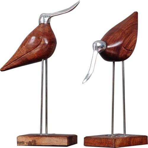 Nordic Aluminium Solid Wood Bird Ornaments Home Accessories European Bird TV Cabinet Creative Living Room Home Decoration Crafts