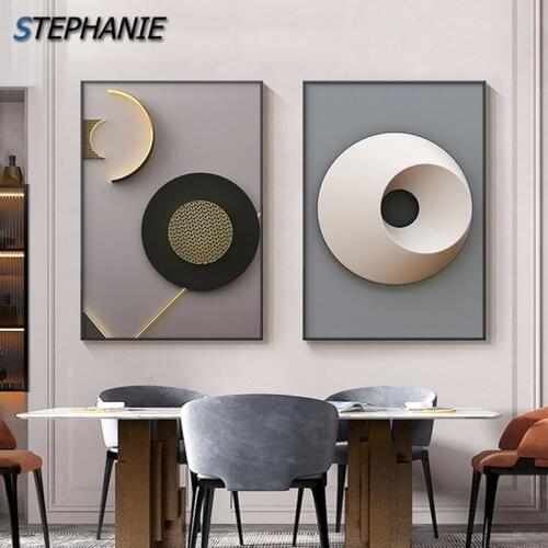 Modern Abstract Wall Picture Black White Canvas Paintings Poster Print Nordic Decoration Golden Wall Art for Living Room Bedroom