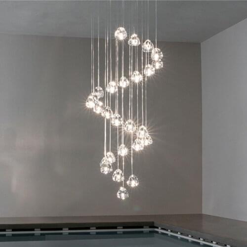 Modern crystal stair chandelier light luxury crystal living room lamp post modern creative bedroom bedside dining room lamp