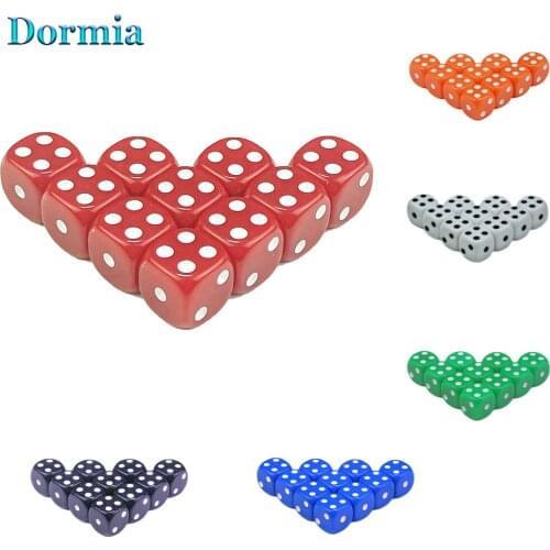 10 Pcs High Quality Acrylic Round Corner Games Dice 6 Sided 12mm , for Bar Pub Club Party Board Game
