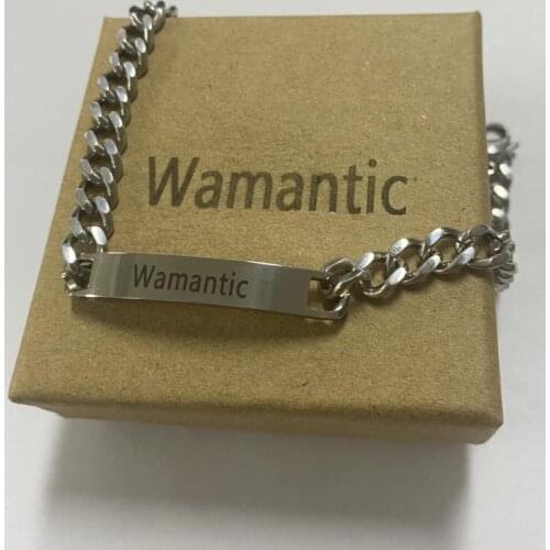 Wamantic Personalized Engraving Name Bar Bracelet for Women Custom Name Bracelets & Bangles
