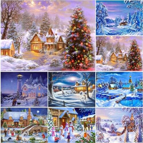 Winter Snow Scenery DIY 5D Diamond Painting Full Round Drill Mosaic Landscape Diamond Embroidery Cross Stitch Home Decor