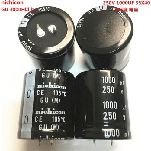 2PCS/10PCS 1000uf 250v Nichicon GU 35x40mm 250V1000uF Snap-in PSU Capacitor