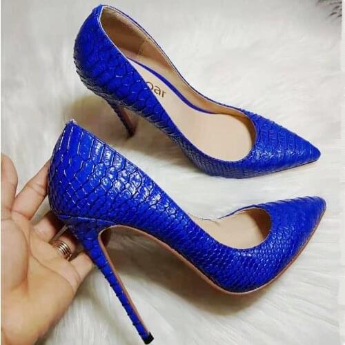 New High Heels Shoes Woman Black Nude Pointed Toe Female Shoes Snakeskin Leather Ladies Pumps Stiletto Red Bridal Shoes D039A