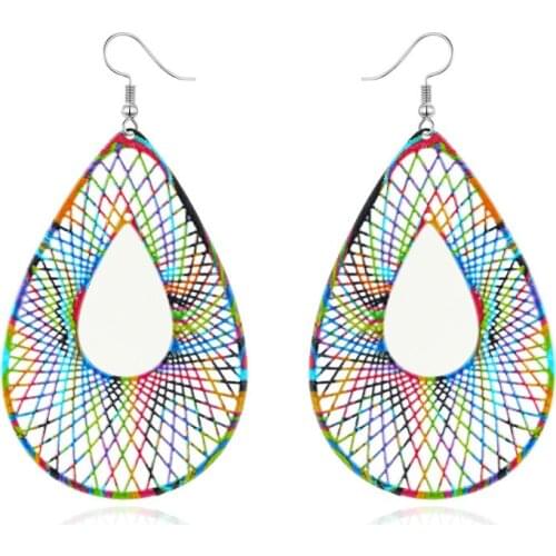 Dayoff New Vintage Women Earring Geometric Hollow Water Drop Dangle Earrings Fashion Alloy Leaf Heart Earings Jewelry E449