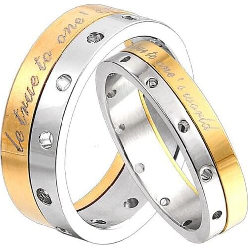 RIR 1 Pcs Lovers Ring Gold And Black Stainless Steel With Two Tone Fashionable Be True To Ones Wold Wedding Engagement Ring