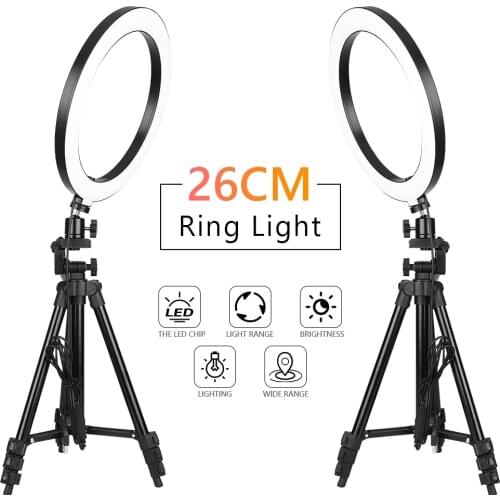 10 inch 26cm Selfie Ring Light Video Light Dimmable LED Fill Light Phone Holder Photography Lighting Tripod for Makeup Youtube