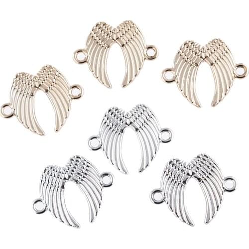 10pcs Charms Angel Wings 21x19mm Antique Making Pendant Fit Vintage Gold Silver Color DIY Handmade Jewelry