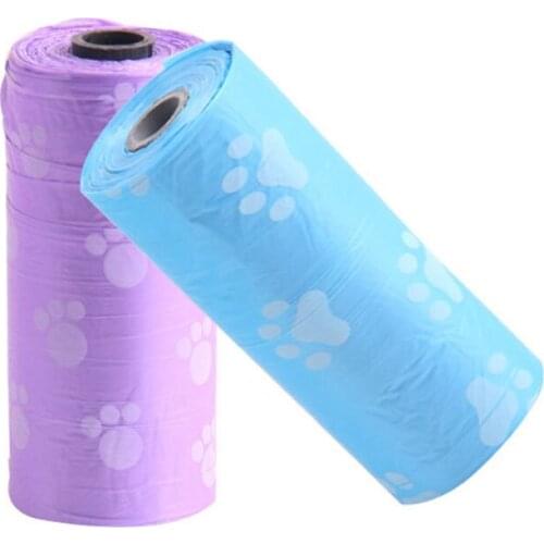 Paw Print Pet Waste Bag 15pcs/Roll Pet Waste Bag 6x2.5cm Strong Load-bearing E7