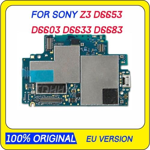 16gb for Sony Z3 D6653 D6633 D6683 Logic Board with Android System 100% Original unlocked for Sony Xperia Z3 D6603 Motherboard