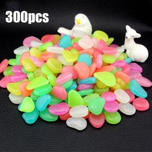 300pcs Glow in the Dark Garden Decorative Pebbles for Walkways Aquarium Decoration Luminous Stones Yard Garden Decor