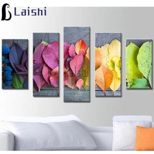 5pcs Diamond Embroidery,Full,Diamond Painting Abstract color leavesDIY,diamond Mosaic,3d,Cross Stitch,Home Decoration painting