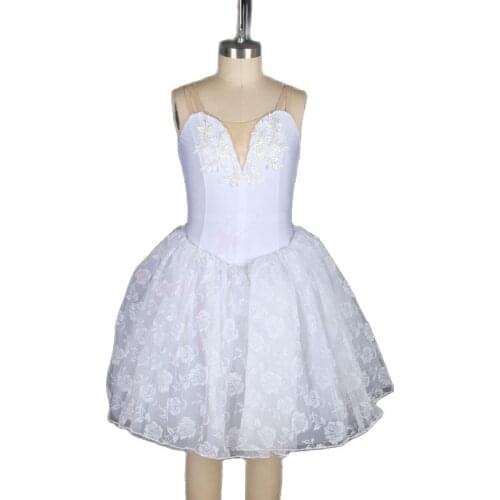 White Spandex Unitard with Applique and Long Tulle Skirt Swan Lake Performance Costumes Adult & Child Dance Ballet Tutu 16055