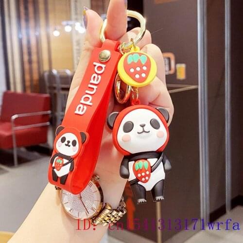 PVC Panda Doll Keychain Cut Decorations Keybuckle Gift Keyring Cute Cartoon Fashion Bag Pendant Kawaii Silica gel Key chain