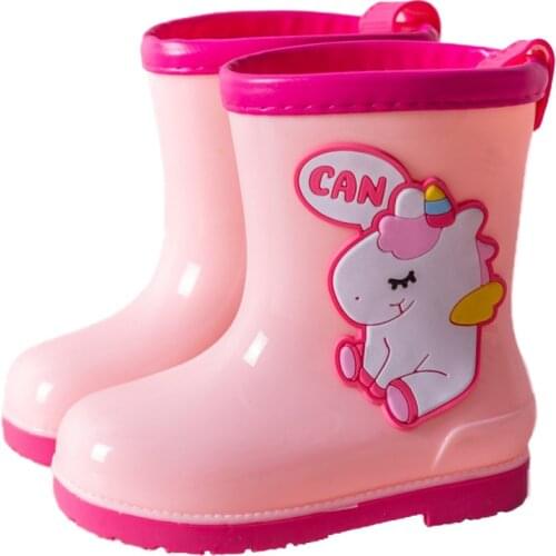 Kids Rain Boots Boys Waterproof Children Water Shoes Girls Rubber Boots Cartoon Dinosaur/Unicorn Non-slip Rain Shoes