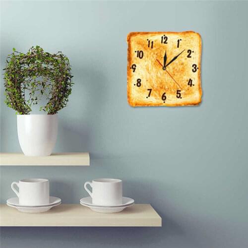 Hot Gourmet Home Decor Realistic Baked Bread Modern Wall Clock Bakery Signature Restaurant Bread Clock Wall Clock