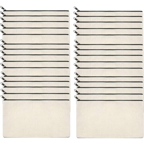 30Pcs Canvas Zipper Bag Pencil Case Cosmetic Bag Blank Bag DIY Craft Bag Cosmetic Bag Cosmetic Bag DIY Craft School