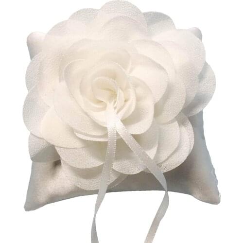 Bridal Wedding Ceremony Pocket Bearer Cushion With Ribbon Lace Flower Decorated Ring Bearer Cushion Wedding Accessories 10*10cm