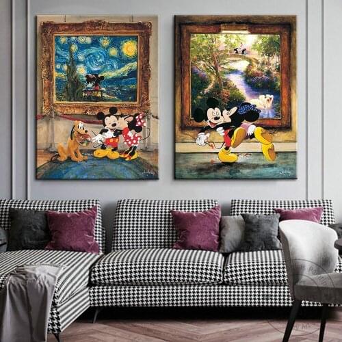 Disney Graffiti Art Mickey And Minnie Canvas Painting Famous Wall Art Poster Picture Prints For Living Kid Room Home Decoration